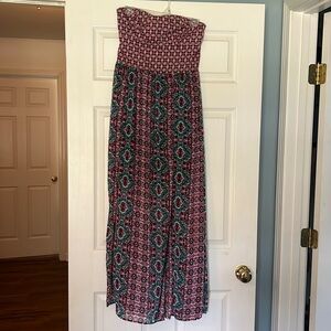 Strapless Pattern Maxi Dress